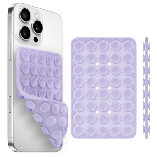Yojaro Silicone Suction Cup Phone Case Mount Double Sided, Phone Accessories Hands-Free Strong Grip Holder for Selfies and Videos (Lavender Glitter) - color: Lavender Glitter