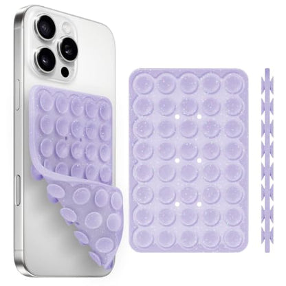 Yojaro Silicone Suction Cup Phone Case Mount Double Sided, Phone Accessories Hands-Free Strong Grip Holder for Selfies and Videos (Lavender Glitter) - color: Lavender Glitter