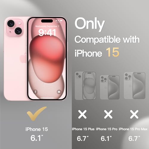 JETech Wallet Case for iPhone 15, Pink | Shockproof PU Leather, Card Holder, Magnetic Flip Cover, Stand Feature, Full Camera Protection - color: Pink