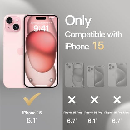 JETech Wallet Case for iPhone 15, Pink | Shockproof PU Leather, Card Holder, Magnetic Flip Cover, Stand Feature, Full Camera Protection - color: Pink