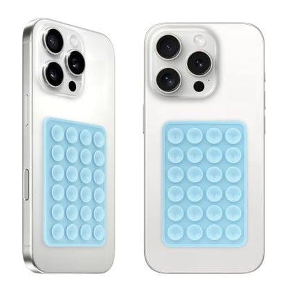 QxbBox 2Pack Silicone Suction Phone Case Mount, Suction Cup with Strong Suction Power, Hands-Free Phone Accessories Holder, Silicon Adhesive Phone Stand Sticky for Cell Phone Baby Blue - color: Baby Blue