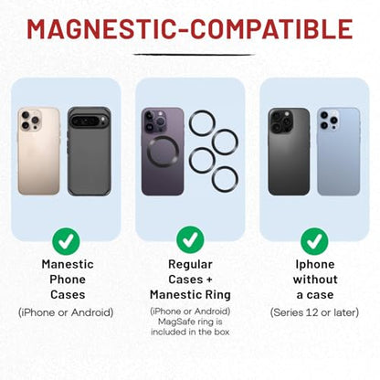 Magnetic Phone Holder Clamp Mount, 360° Adjustable Phone Mount for Treadmill, Golf Cart, Stroller, Shopping Cart & Exercise Equipment, MagSafe Compatible Smartphone Holder for iPhone and Android
