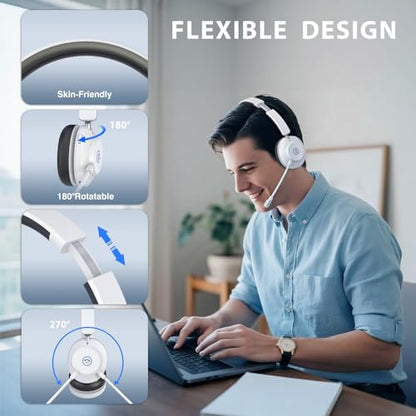 Bluetooth Headset with Microphone, Wireless Headset AI Noise Cancelling