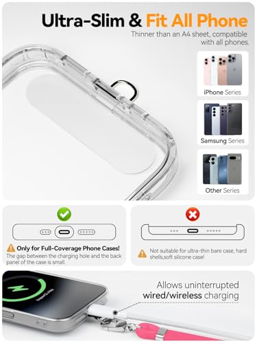 4-IN-1 Phone Lanyard, Adjustable Cell Phone Lanyard with 2 Tether Tabs, Men Women Wrist Strap for iPhone,Smartphone