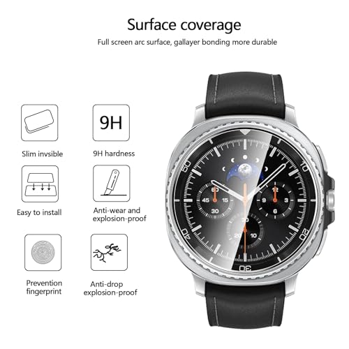 Anoowkoa 4 Pack Premium Screen Protector for Samsung Galaxy Watch 8 CLASSIC 46mm Tempered Glass Film，9H Hardness,Ultra Resistant,Anti-Fingerprints,No Bubbles,HD-Clear,Easy Install - color: Galaxy Watch 8 Ultra 46mm