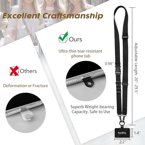 Icycay Phone Lanyard Crossbody Strap Neck Adjustable Teacher Women Black - color: 1 Pure Black