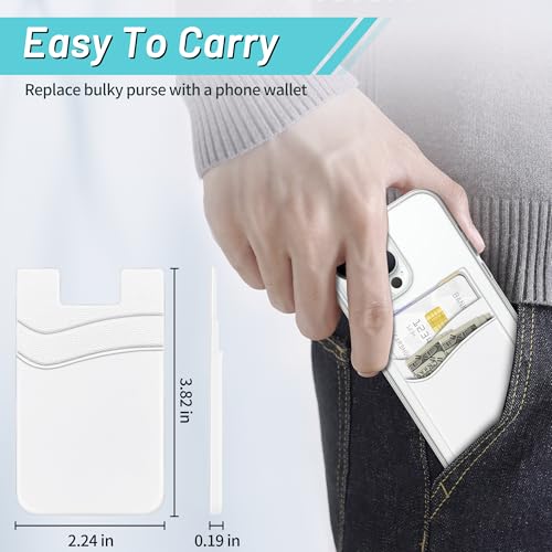 SHANSHUI Card Holder for Phone Case, Silicone Sticky Sleeve Pocket Stick on Business ID Credit Card Cell Phone Wallet Fitting for iPhone, Android & Most Smartphones, 5 PCS Grey White Yellow Green Pink - color: Yellow+Green+Black+White+Pink