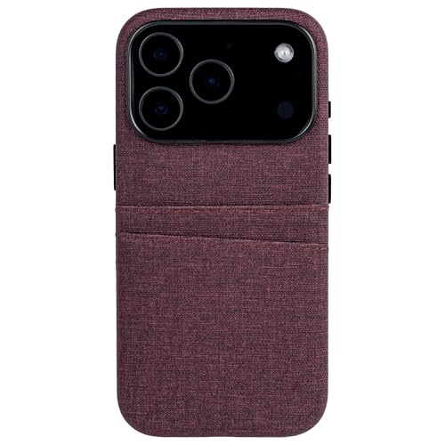 Dockem Card Case for iPhone 17 Pro with Magnetic Mounting Plate, Camera Control Button, Wallet with 2 Holder Slots: M2 Luxe Canvas-Style Synthetic Leather (Burgundy) - color: Burgundy, size: 17 Pro