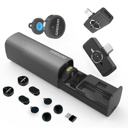 Wireless Microphone for iPhone Android, Magnetic Lavalier Lapel Mic - color: Black