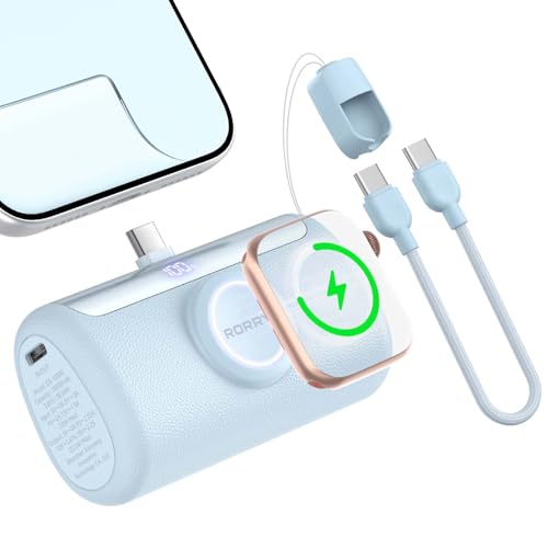 RORRY PalmGo Portable Charger Power Bank 10000mAh 3-in-1 Mini Battery Pack - color: Blue