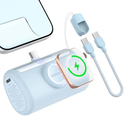RORRY PalmGo Portable Charger Power Bank 10000mAh 3-in-1 Mini Battery Pack - color: Blue