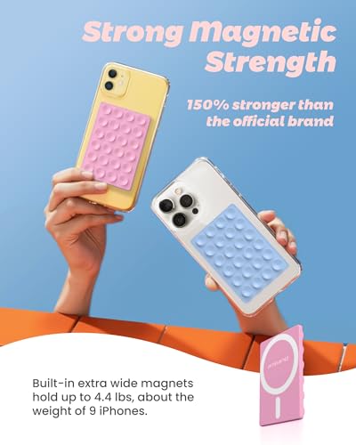 amBand Airplane Travel Essentials Phone Holder, Anti-Slip Magnetic Suction Cup Phone Mount for iPhone Fits Magsafe Attachment, Influencer/Sharer/Content Creator Must Haves for Selfie/Video, Peony Pink - color: Peony Pink