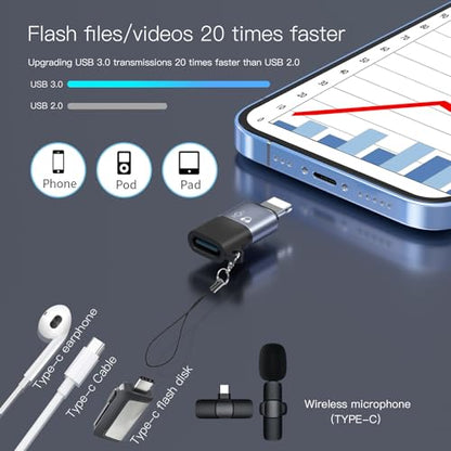 for DJI Mic Mini USB-C Adapter,OTG Converter with Charging Function,Not for DJI Mobile Receiver & Phone Calls, for Phone 14/13/12/11/USB-C EarPods
