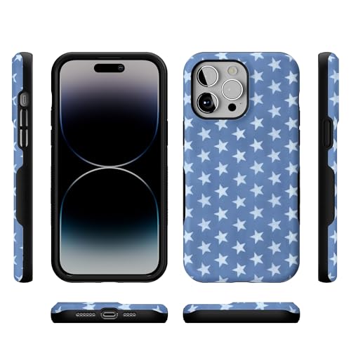 Casely iPhone 14 Pro Max Case | Coastal Blues | Denim Stars | Bold Protective Design | Compatible with MagSafe - color: Coastal Blues | Denim Stars