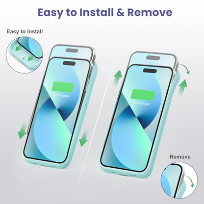 Feob Battery Charging Case for iPhone 12Pro Max/13Pro Max/14Pro Max/14Plus (6.7 Inch), Powerful 8600mAh Portable Rechargeable Charger for iPhone 14ProMax/14Plus/13Promax/12Promax Battery Case-Green - color: Green