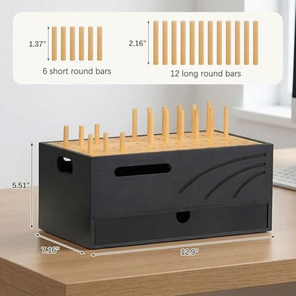 Homde Office Charging Station Organizer: 2 Layer Charger Holder (Black) - color: Natural and Black