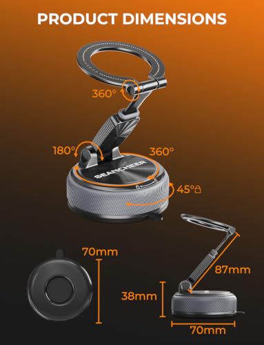 2-in-1 Detachable MagSafe Car Mount, Magnetic Phone Holder for Car