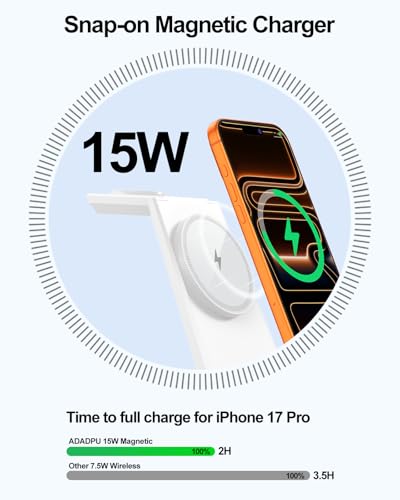 3 in 1 Magnetic Wireless Charging Station - 15W Fast Charging for iPhone - color: White