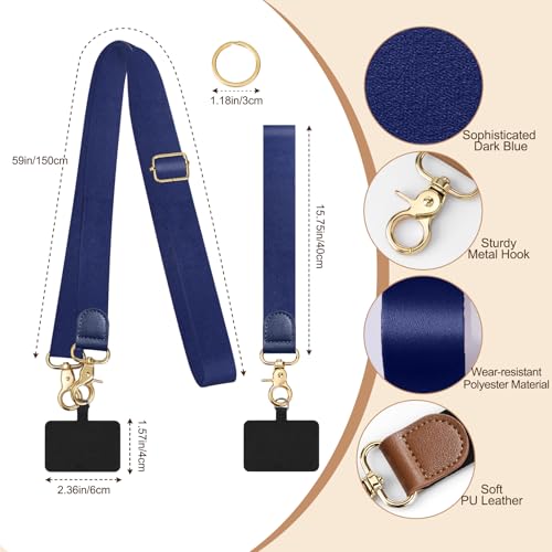 TiMOVO Phone Lanyard Crossbody Wrist Strap, Adjustable Anti-Theft Phone Strap for All Phone Case, lanyard for Women and Men - color: Indigo