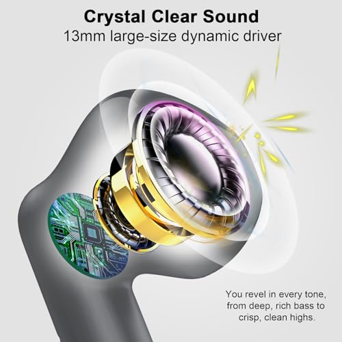 Wireless Earbuds, Bluetooth 5.4 Headphones in Ear with Noise Cancelling Mic - color: Dark Gray