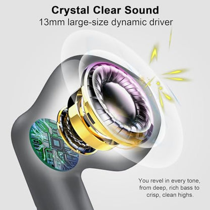 Wireless Earbuds, Bluetooth 5.4 Headphones in Ear with Noise Cancelling Mic - color: Dark Gray