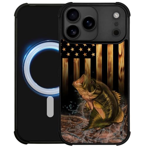 DJSOK Case for iPhone 17 Pro,Compatible with MagSafe,Anti-Scratch Shockproof Case,Wood American Flag Fish - color: Wood American Flag Fish, size: IPhone 17 Pro
