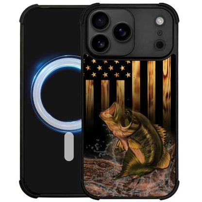 DJSOK Case for iPhone 17 Pro,Compatible with MagSafe,Anti-Scratch Shockproof Case,Wood American Flag Fish - color: Wood American Flag Fish, size: IPhone 17 Pro