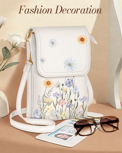 Small Crossbody Phone Purse for Women | Card Slots, Leather Cell Phone Wallet, Adjustable Shoulder Strap, Cross Body Bag for Girls and Ladies, Cute Design - color: Watercolor Flower