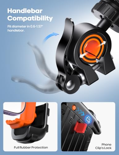 Lamicall Bike Phone Holder Motorcycle Mount - One-Hand Operation, Lockable - color: Orange