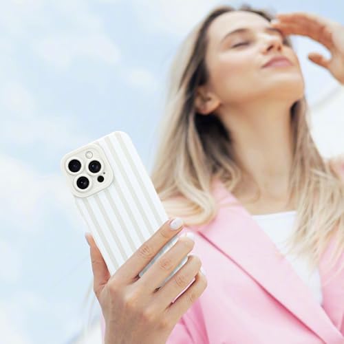 KANGHAR Compatible with iPhone 16 Pro Case Stripes -White | Silicone Cute Pattern, Camera Protection Soft Slim Phone Case for Phone Case - color: Stripes-White, size: iPhone 16 Pro