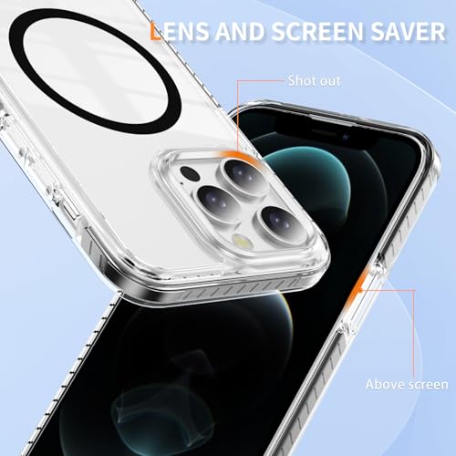 DEERLAMN Magnetic Clear Case for iPhone 12/iPhone 12 Pro 6.1-Inch, [Compatible with Magsafe][Anti-Yellowing] Transparent Slim Shockproof Protective Phone Cover, Black - color: Black, size: iPhone 12/12 Pro-6.1 Inch