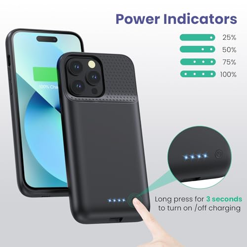 Battery Charging Case for iPhone 12Pro Max/13Pro Max/14Pro Max/14Plus (6.7 Inch), Powerful 8600mAh Portable Rechargeable Charger Cover for iPhone 14ProMax/14Plus/13Promax/12Promax Battery Case-Black - color: Black