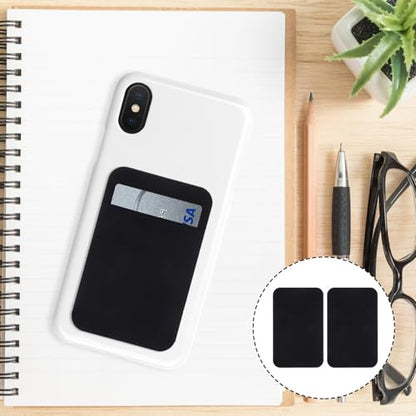Toddmomy 2pcs Adhesive Phone Card Holder Wallet Credit Pouches Elastic Stretch Fabric Back Sleeve for Smartphones Black Cellphone Back Wallet Pocket