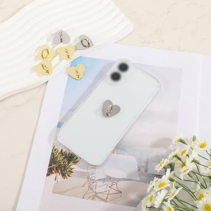 8pcs Heart Phone Charm Holder, 1inch Cell Phone Charm Hook - color: gold, silver, size: 2.5cm