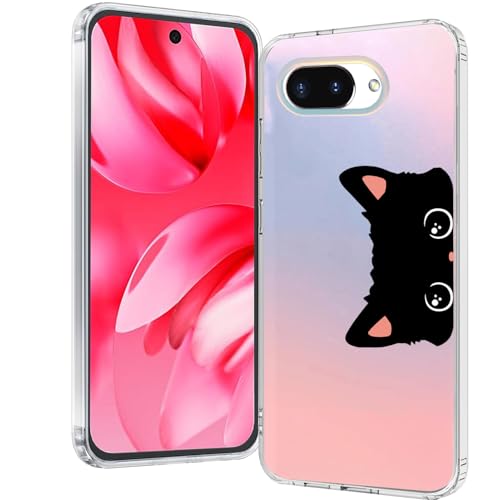 for Google Pixel 9a Case 2025: (Cat Ear) | Slim Clear Matte, Cute Flowers Floral Design, for Girls Women, Rugged TPU Bumper, Shockproof Silicone Cell Phone Cover - color: Cat Ear