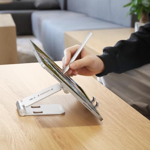 OMOTON Foldable Cell Phone Stand, C4 Portable Aluminum Phone Holder - color: A-Silver