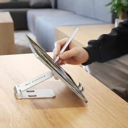 OMOTON Foldable Cell Phone Stand, C4 Portable Aluminum Phone Holder - color: A-Silver