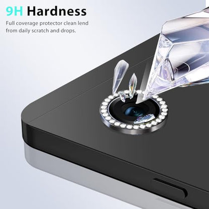 Zeking (2 Set Bling Camera Lens Protector Compatible with Samsung Galaxy Tab A11, Glitter Bling Sparkly 9H Tempered Glass Camera Cover Protector Metal Individual Ring (Glitter-Black) - color: GlitterBlack
