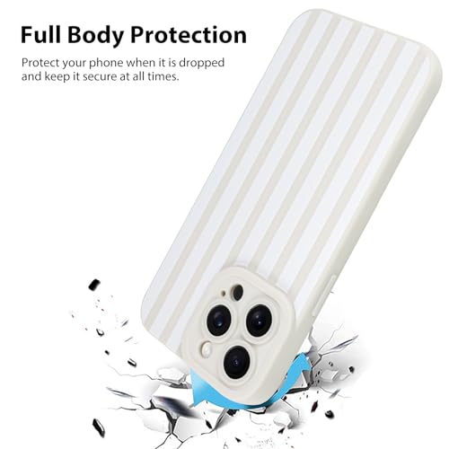 KANGHAR Compatible with iPhone 14 Pro Case Stripes -White | Silicone Cute Pattern, Camera Protection Soft Slim Phone Case for Phone Case - color: Stripes-White, size: iPhone 14 Pro