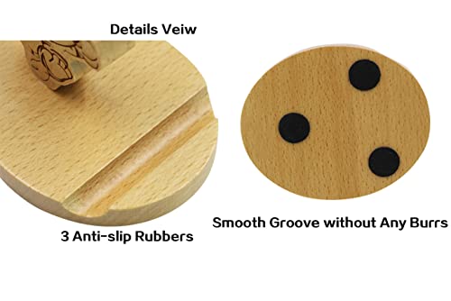 Cute Tiger Wooden Smartphone Desk Holder for All Mobile Phones with Anti-Slip Base and Groove for Phone - color: Tiger