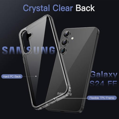 JETech Case for Samsung Galaxy S24 FE, Anti-Yellowing, Black | Shockproof Protection, Scratch Resistant Hard PC Back, Durable Transparent TPU Bumper - color: Black, size: Galaxy S24 FE