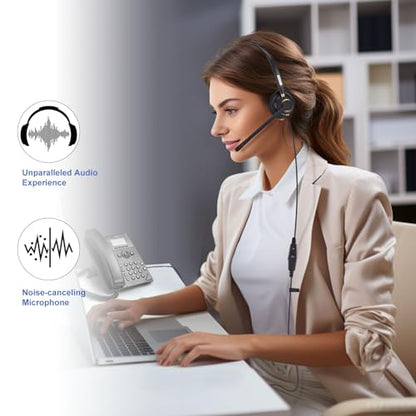 Arama Phone Headset for Office Phones for Polycom & Other IP Phones(A800S2)