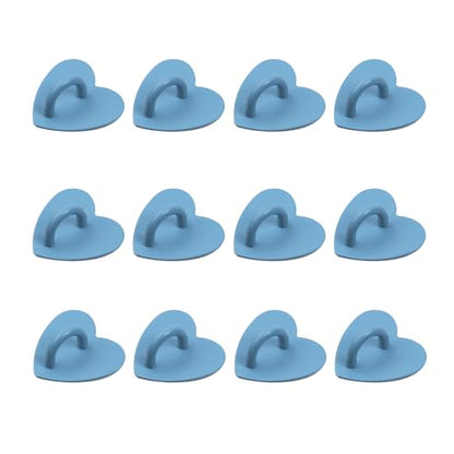 12Pcs Phone Charm Hook Adhesive (Heart Shaped, Blue) - color: Blue