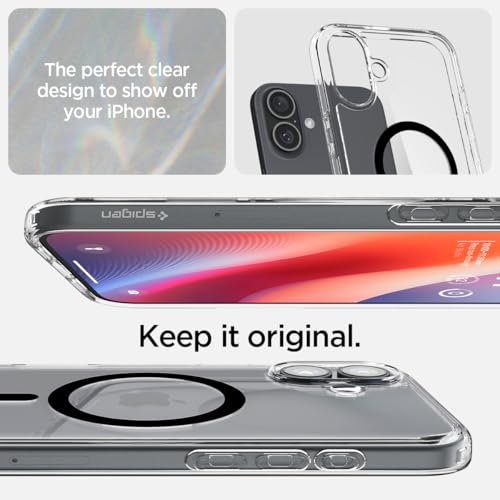 Spigen for iPhone 16 Plus Case, Ultra Hybrid MagFit [Anti-Yellowing] [Compatible with Magsafe] - Clear Black - color: Clear Black, size: iPhone 16 Plus