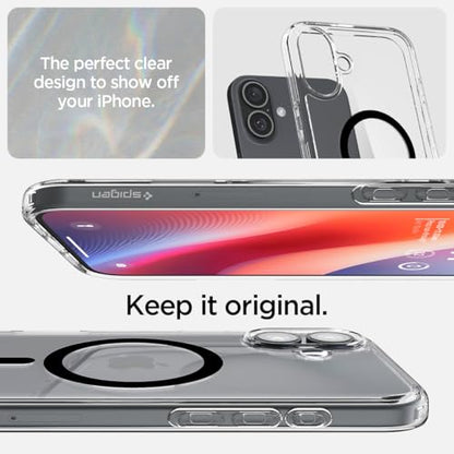 Spigen for iPhone 16 Plus Case, Ultra Hybrid MagFit [Anti-Yellowing] [Compatible with Magsafe] - Clear Black - color: Clear Black, size: iPhone 16 Plus