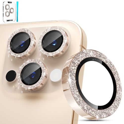 imluckies for iPhone 16 Pro - iPhone 16 Pro Max Camera Lens Protector, AR+AF Tempered Glass, 9H Ultra-Tough Metal Individual Lens Cover, HD Clear Camera Accessories - Glitter Desert Titanium - color: Glitter Desert Titanium