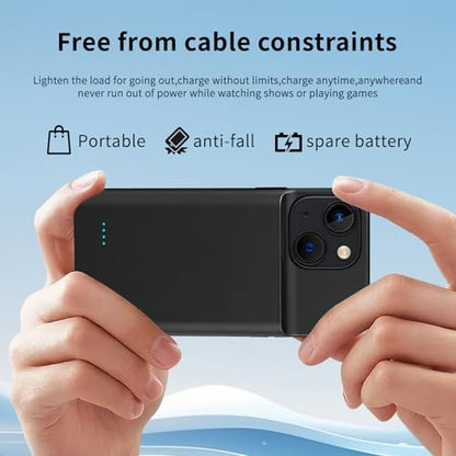 Battery Charger Case for iPhone 13/14, 10000mAh Extended Portable Charger Case (6.1'inch) with Secure Fit & LED Power Indicator-Black