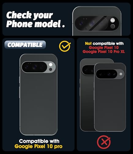 Orzero (5 Pack) Camera Lens Protector for Google Pixel 10 Pro, Protector de Cámera Tempered Glass 9H Precise Camera Cutouts Anti-Scratch Does Not Affect Night Shots and Flash - size: Google Pixel 10 Pro