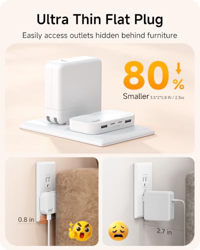Flat USB Wall Plug, PD 45W Ultra Thin Foldable GaN III Fast Charger - size: PD45W (2A+2C)
