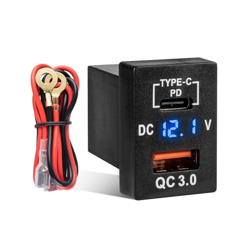 Anina Car Charger Socket Dual PD USB Ports Power Adapter QC3.0 USB A Quick Charging & Type C 12V Power Charging Outlet Compatible with 2008-2024 Toyota Tacoma 4Runner Tundra RAV4